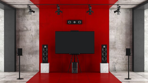 System kina domowego czerwony i czarny