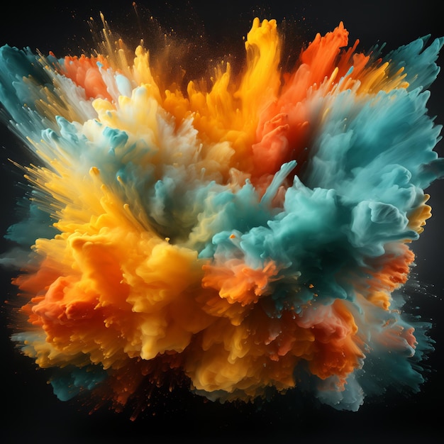 Zdjęcie szablon abstrakcyjny na wybuchu proszku pyłowego holi tło indyjskie tradycyjne święta kolorowe wybuchy proszku farba rozpryskiwanie generatywne ai