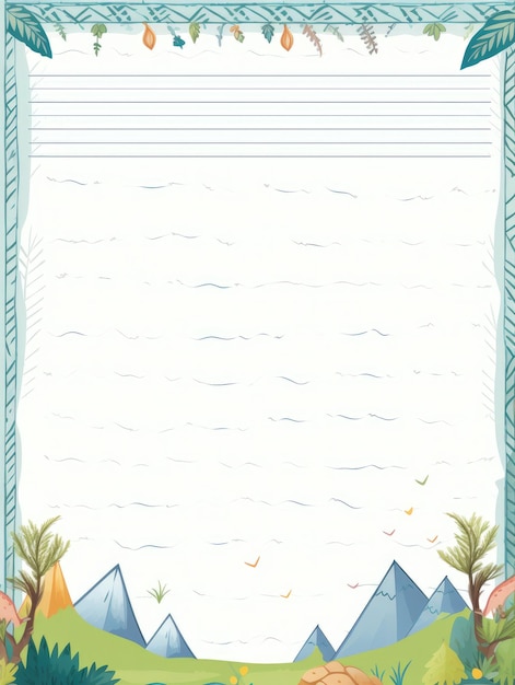 Zdjęcie szablon arkusza dla notebooka niedźwiedzie w lesie cartoon notepad diary lined papier słodki znak
