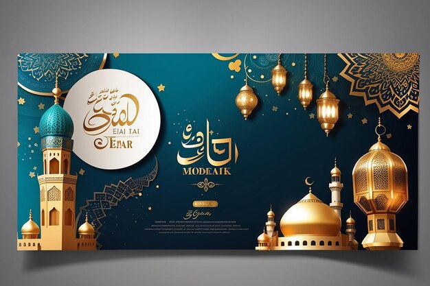 Szablon banera internetowego Eid Mubarak i Eid ul Fitr