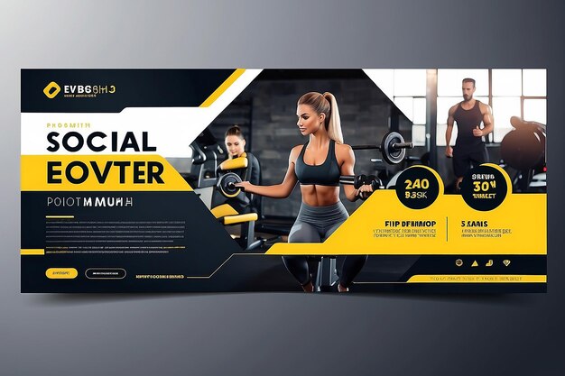 Szablon banera internetowego Fitness Banner promocyjny dla mediów społecznościowych