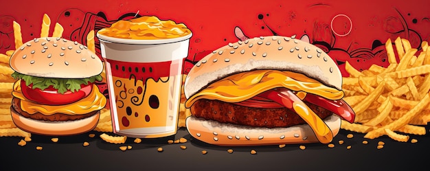 Zdjęcie szablon banera projektu fast food wygenerowano sztuczną inteligencję