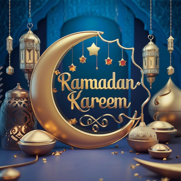 Zdjęcie szablon baneru społecznego 3d ramadan kareem
