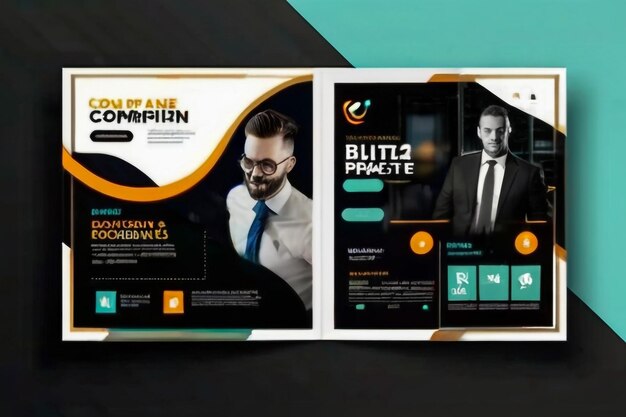 Szablon broszury korporacyjnej BiFold Business Corporate Bifold Brochure Template Professional