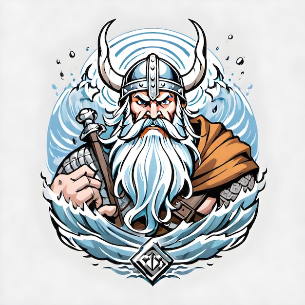 szablon ilustracji wektorowej wojownika wikingów odpowiedni do projektu logo koszulki