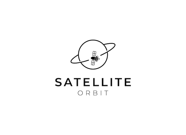 Szablon logo satelitarnego Koncepcja logo technologii komunikacyjnej dla satelity