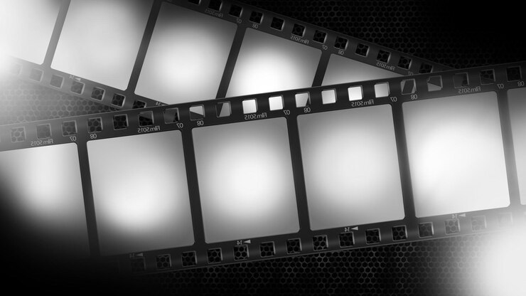 Zdjęcie szablon makiety ramki filmowej z umieszczeniem obrazu lub tekstu ilustracja ramek filmowej czarno-białe tło w skali szarości