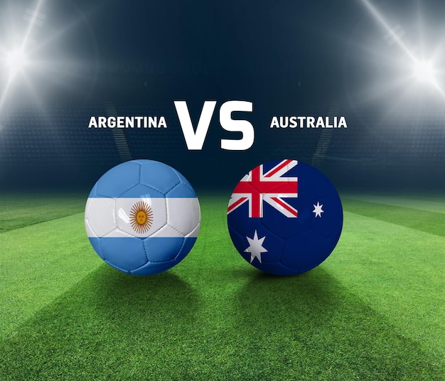 Szablon meczu piłki nożnej. Argentyna vs Australia Szablon dnia meczu.