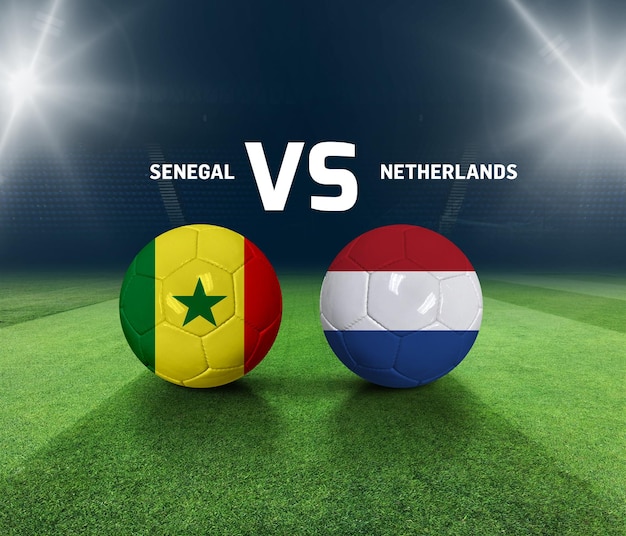 Szablon meczu piłki nożnej Senegal vs Holandia Szablon dnia meczu