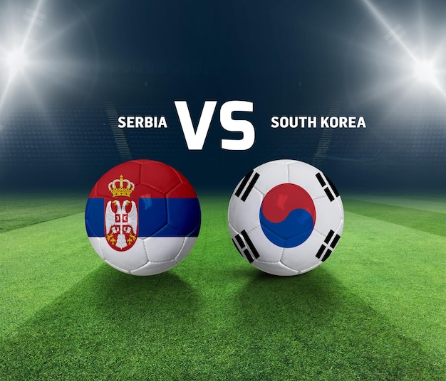 Szablon meczu piłki nożnej. Serbia vs Korea Południowa Szablon dnia meczu.