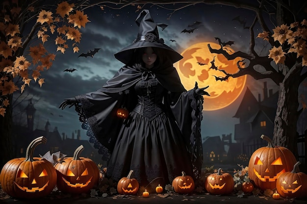 Szablon o tematyce Halloween z upiornymi wzorami