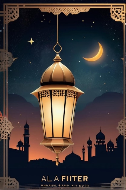 Szablon plakatów Eid Al Fitr Lantern Night Background