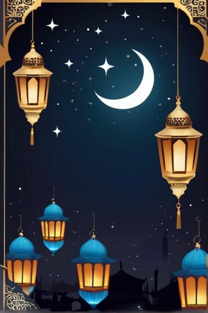 Szablon plakatów Eid Al Fitr Lantern Night Background