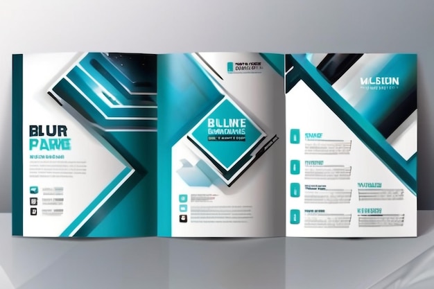 Zdjęcie szablon projektowania broszury biznesowej wektorowy układ ulotki rozmycie tła z elementami