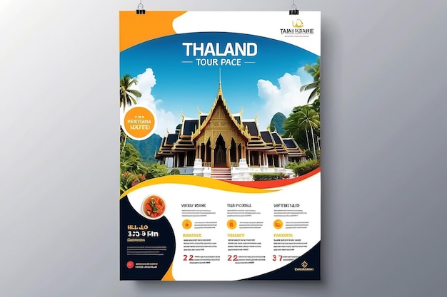 Szablon projektowania ulotki turystycznej pakiet turystyczny Tajlandia ulotka turystyczna pakiet hotelowy