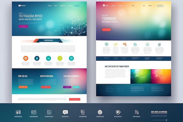 Szablon strony internetowej jednej strony i różne projekty nagłówków z niewyraźnym tłem