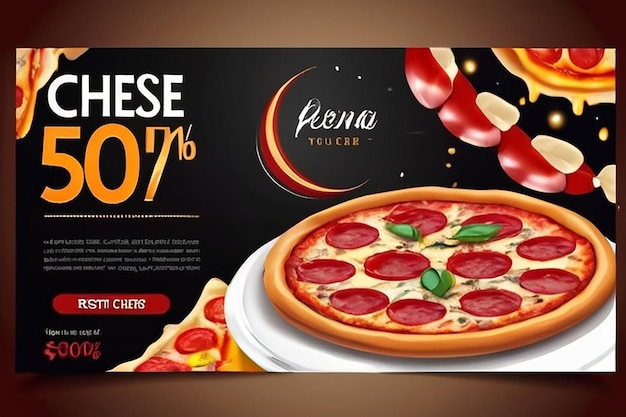 Zdjęcie szablon ulotki z kuponem podarunkowym restauracji z pizzą z serem pepperoni z pysznym smakiem