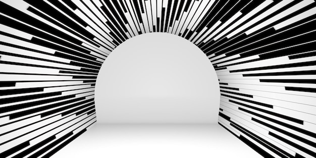 Zdjęcie szablon wzoru zebry pasiaste tło tunelu do umieszczania tekstu i ilustracji produktów 3d