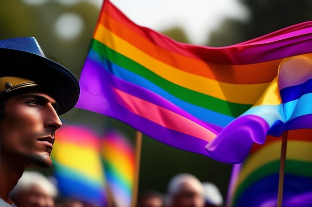 Szablony okładek LGBT Pride Month z tęczowymi kształtami Machający baner wstążkowy z flagą dumy LGBT