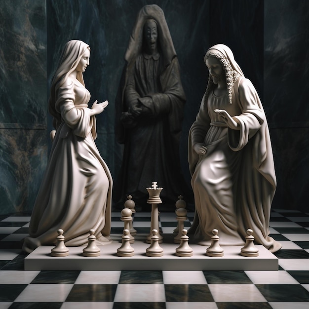 Zdjęcie szachmat harmonia szachowy balet w czarnym i białym
