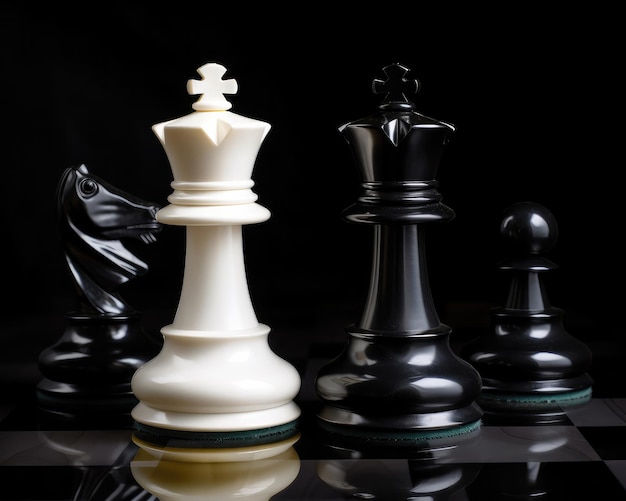 Szachowy biały król vs szachowy czarny król generujący ai