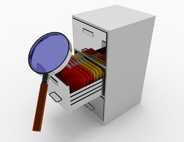 Szafka na dokumenty 3D. 3d renderowana ilustracja