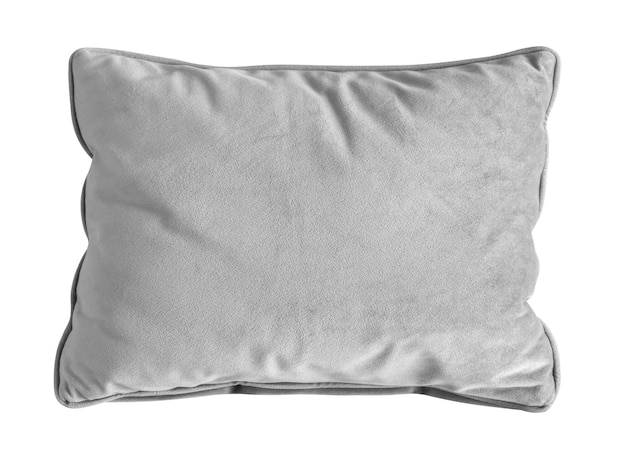 Szara poduszka izolowana na białym tle