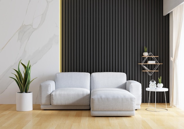 Szara Sofa W Salonie Z Miejscem Na Kopię