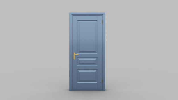 Szare metalowe drzwiKreatywna ilustracja otwarte zamknięte drzwi wejściowe realistyczne drzwi izolowane na tle 3d