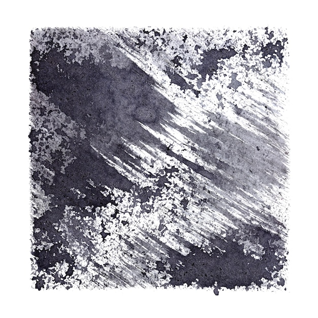 Szary kwadrat z wzorem z plamami i pociągnięciami pędzla. Abstrakcyjne tło. Miejsce na własny tekst. Ilustracja rastrowa
