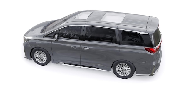 Szary samochód rodzinny Minivan Premium Business Car 3D illustration