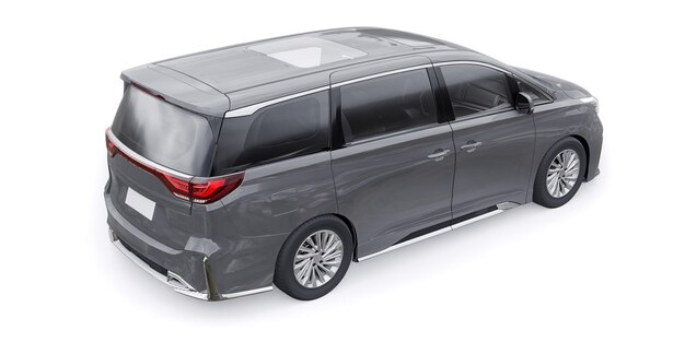 Szary samochód rodzinny Minivan Premium Business Car 3D illustration