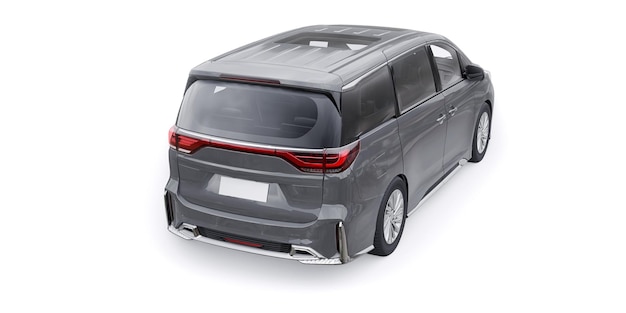 Szary samochód rodzinny Minivan Premium Business Car 3D illustration