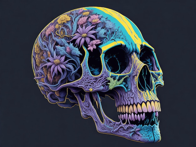 Szczegół ai generatywnej czaszki w kolorze Dead