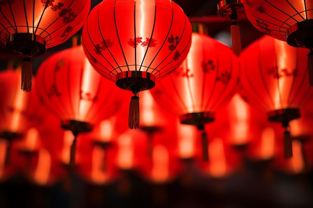 Zdjęcie szczegół chińskich czerwonych latarni