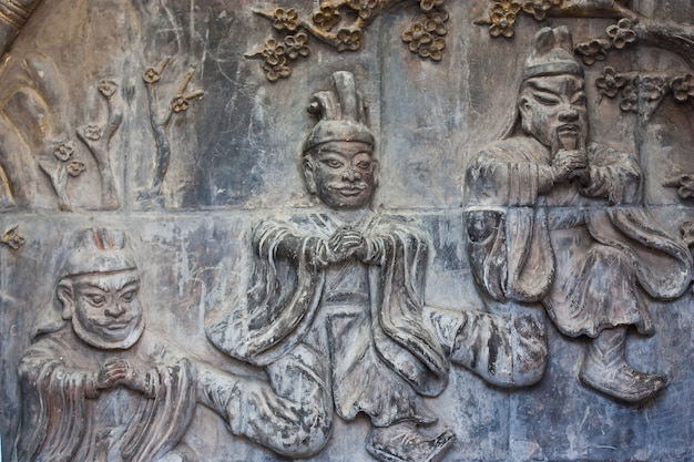 Szczegół na ścianie trzech starożytnych taoistycznych w Pekinie, w pobliżu Zakazanego Miasta