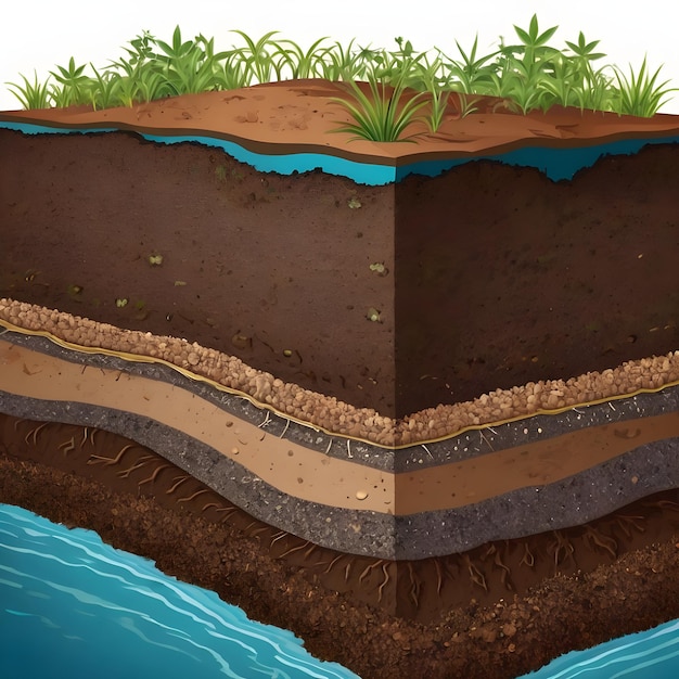 Zdjęcie szczegółowa ilustracja stratifikacji gleby wyspy