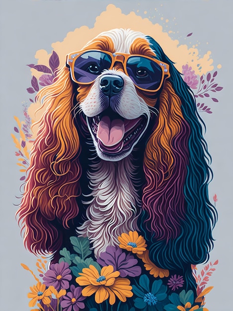 Szczegółowa ilustracja szczęśliwy pies
