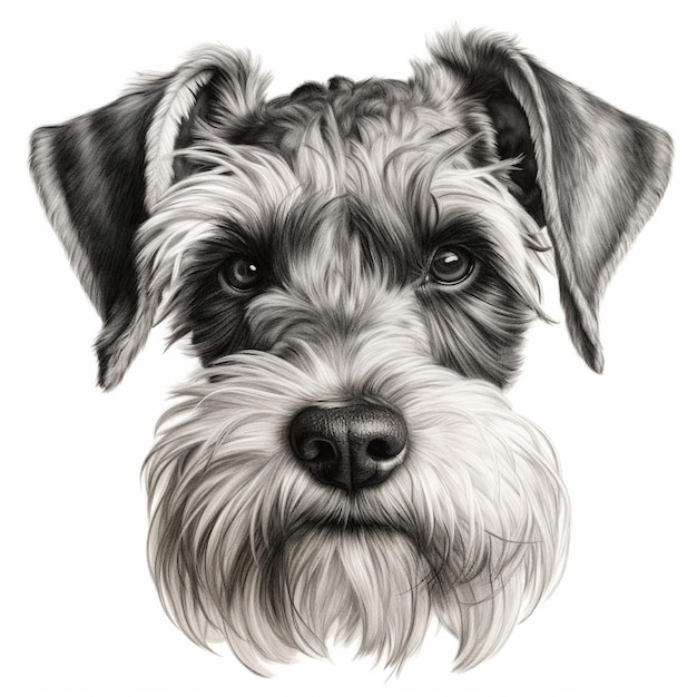 Zdjęcie szczegółowa ilustracja twarzy psa schnauzera