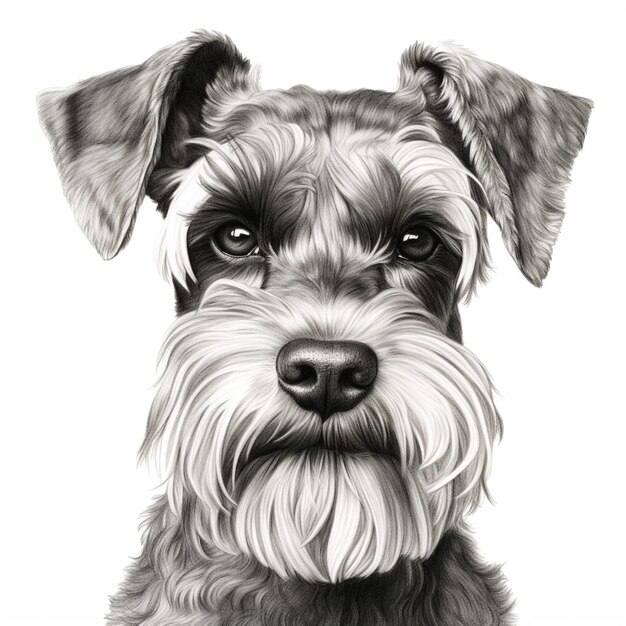 Szczegółowa ilustracja twarzy psa schnauzera