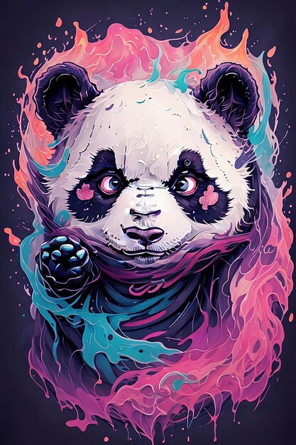 Szczegółowa ilustracja twarzy złej pandy ninja pandy