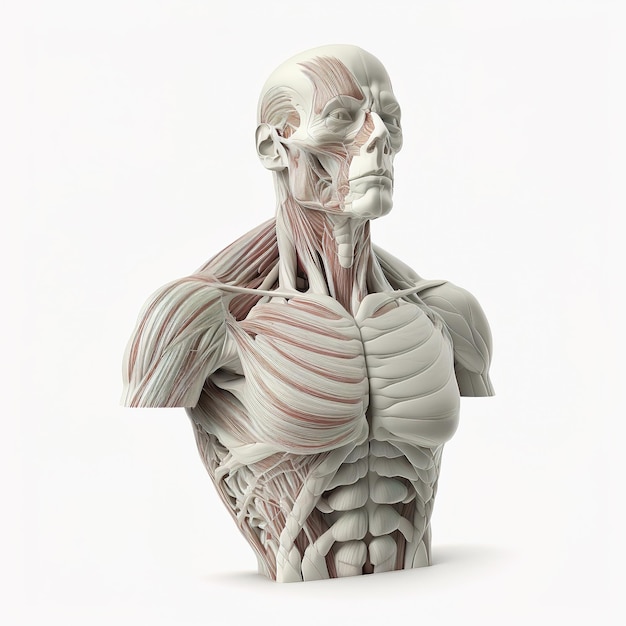 Szczegółowa ilustracja układu oddechowego człowieka na białym tle Generative AI