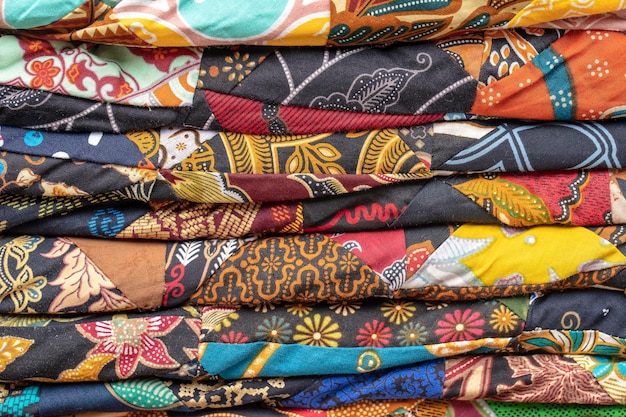 Szczegółowa kołdra patchworkowa na rynku Bali wyspa Ubud Indonezja Zbliżenie patchworkowy koc tekstury