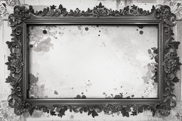 Zdjęcie szczegółowa ramka grunge w czerni i bieli