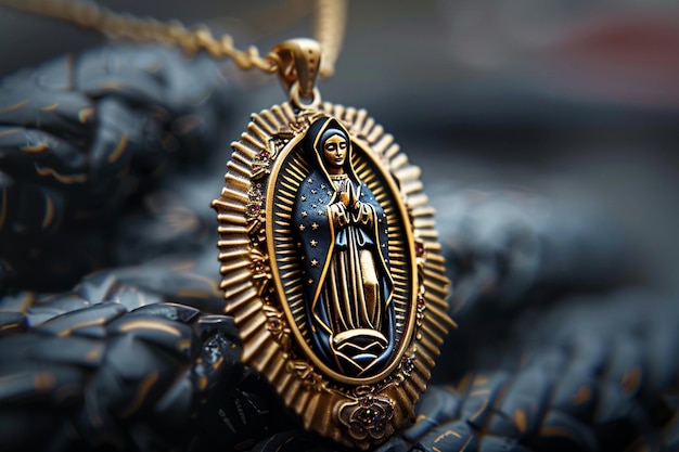 Zdjęcie szczegółowe pografy virgen de guadalupe wisiorniki generatywne ai