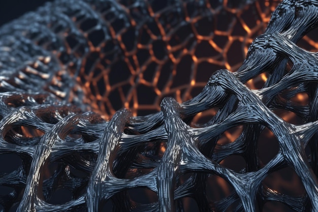 Szczegółowe przedstawienie nanorurek węglowych stworzonych za pomocą generatywnych AI