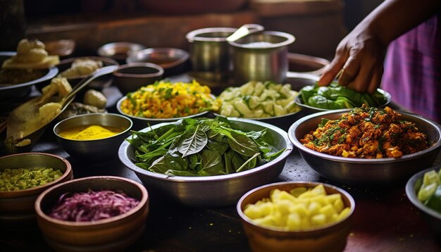 Zdjęcie szczegółowe przygotowania tradycyjnego posiłku gudi padwa