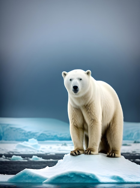 Szczegółowe surrealizmy w stylu niedźwiedzia polarnego Antarktyda tęcza