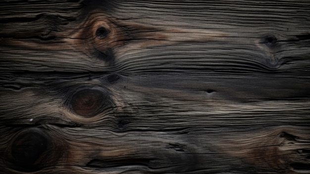 Szczegółowe zbliżenie sękatej tekstury powierzchni drewna Generative ai