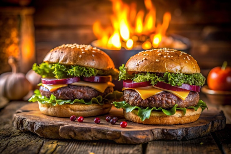 Zdjęcie szczegółowe zdjęcie bestquality two burgers 4k hd